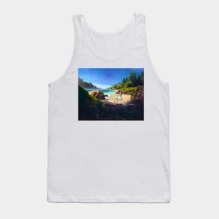 Longneck on vacation, beach, dino, cute dinosaur Tank Top